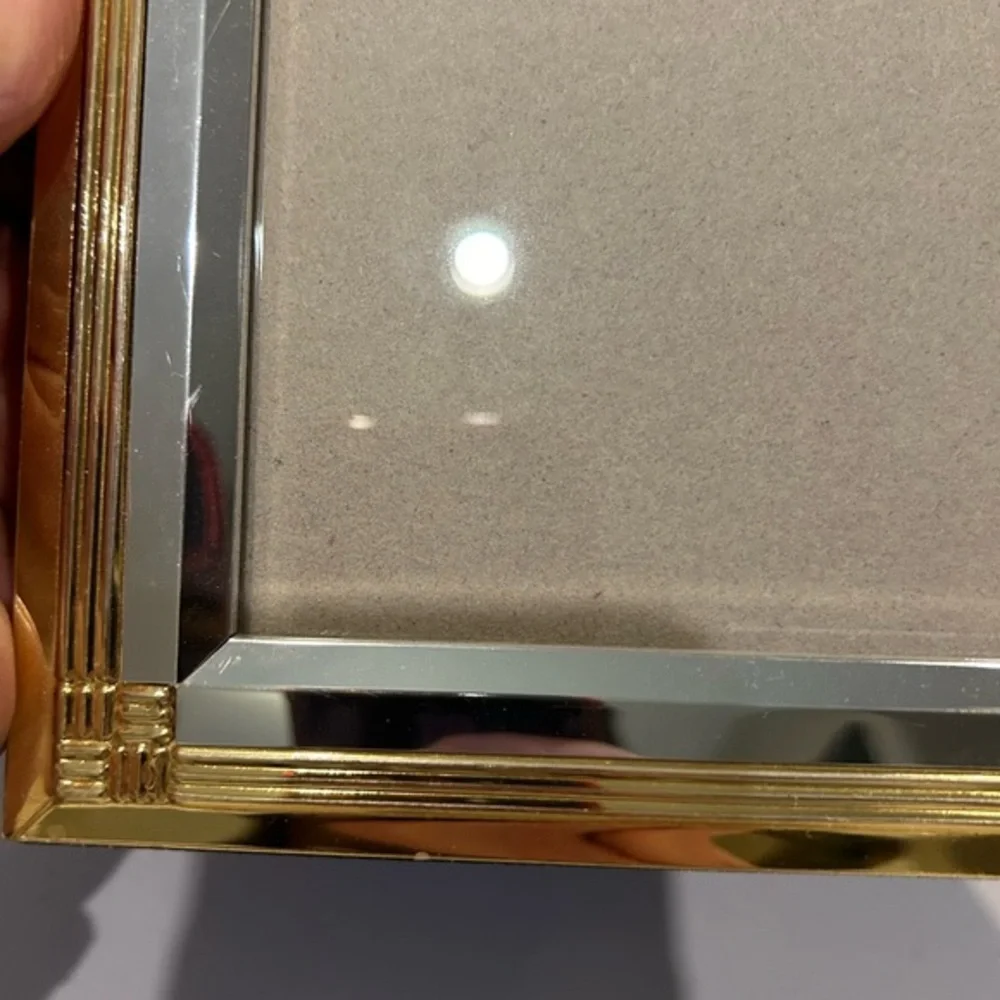 BURNES OF BOSTON 5 X 7 SILVER & GOLD FRAME WITH VELVET BACK AND STAND